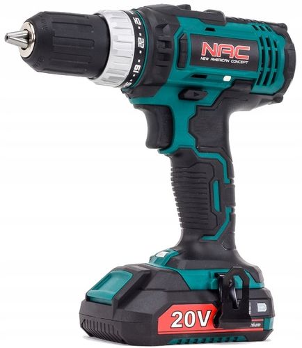 WIERTARKO WKRĘTARKA Akumulatorowa NAC 20V 2biegi +AKU 2 Ah +Ładowarka +BITY na Arena.pl