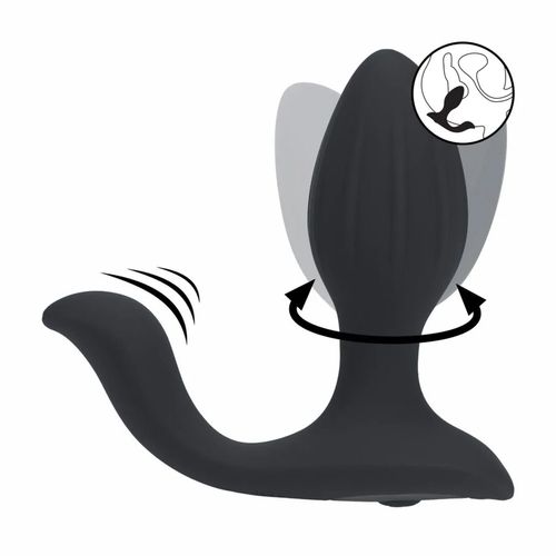 Vibrating And Rotating Silicone Anal Plug With Ball Stimulator - Black na Arena.pl