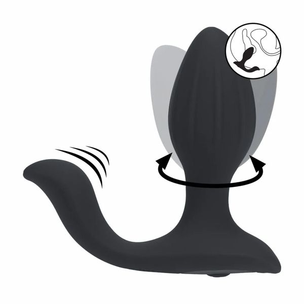 Vibrating And Rotating Silicone Anal Plug With Ball Stimulator - Black zdjęcie 5