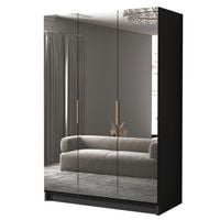 Szafa CALPE III 150 cm z lustrem-pojemna garderoba-CZARNY+ZŁOTY