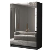 Szafa CALPE III 150 cm z lustrem-pojemna garderoba-CZARNY+ZŁOTY