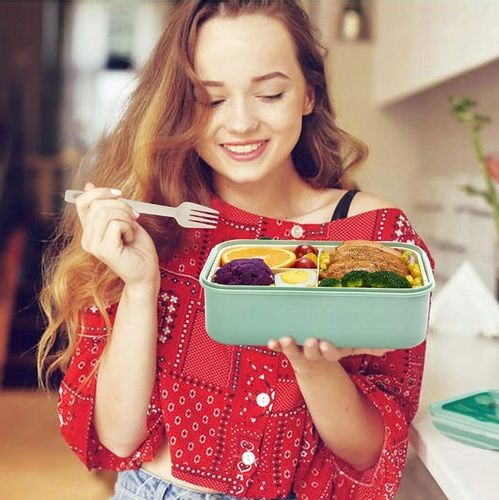 Przenośna ŚNIADANIÓWKA LUNCHBOX POJEMNIK BOX BENTO 1200 ml Z Nóż i widelec na Arena.pl