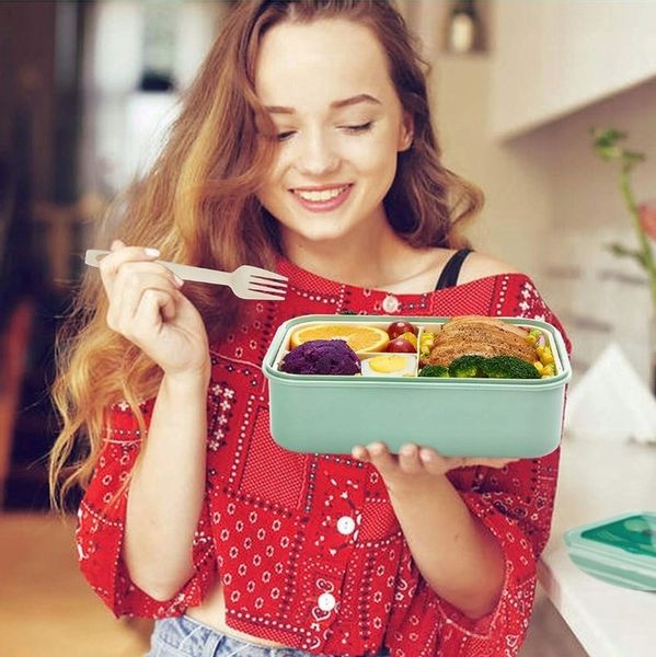 Przenośna ŚNIADANIÓWKA LUNCHBOX POJEMNIK BOX BENTO 1200 ml Z Nóż i widelec zdjęcie 6