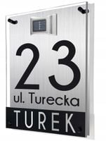 TABLICZKA ADRESOWA dibond oświetlony numer domu 40x30 cm z dystansami