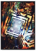 Plakat abstrakcja kwadraty 21x30 cm w czarnej ramie