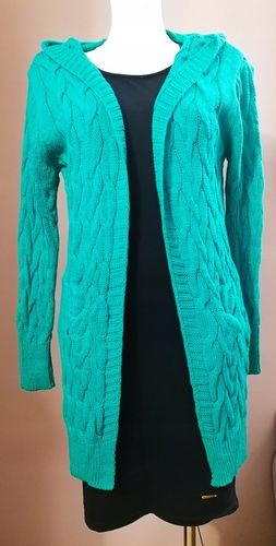 Kardigan warkocz kaptur kieszenie r.uni ZIELONY na Arena.pl