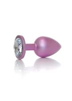 stalowy korek analny z diamentem różowy heavyfun 9 cm