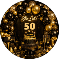 Opłatek na tort Urodziny 18 30 40 50 60 Okazjonalny Balony Szampan Drink