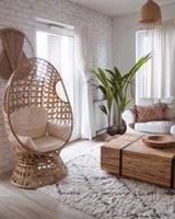 RATTANOWy FOTEL OBROTOWY DO DOMU Z PODUSZKĄ