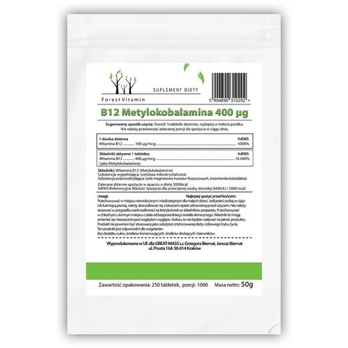 MOCNA WITAMINA B12 METYLOKOBALAMINA 250 TABLETEK na Arena.pl