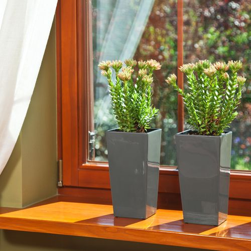 Doniczka wysoka z wkładem połysk antracyt H 465 mm na Arena.pl