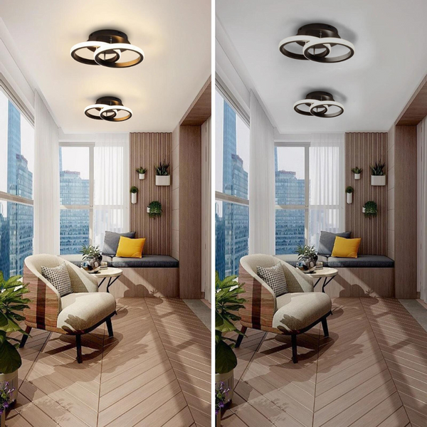 Lampa sufitowa 2 Ringi LED czarna zdjęcie 2