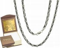 Łańcuszek Srebrny Męski Splot Królewski Oksydowany Pełny 4,50 mm Grawer