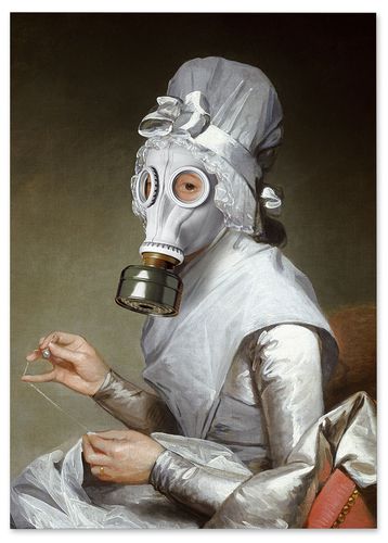 Plakat portret biała maska gazowa 21x29,7 cm A4 na Arena.pl