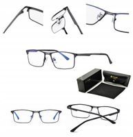 Męskie Okulary do Komputera Zerówki BLUE LIGHT TV OCHRONNE + ETUI + SZMATKA