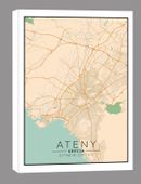 Ateny mapa kolorowa - obraz na płótnie 70x100 cm