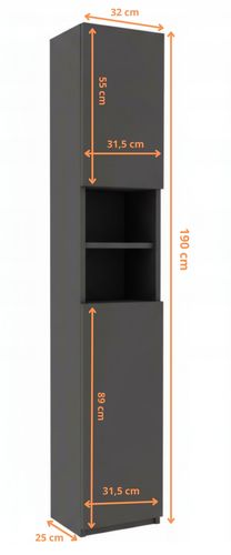 Szafka Do Łazienki Słupek Łazienkowy Antracyt Szary Tip On Stojący na Arena.pl