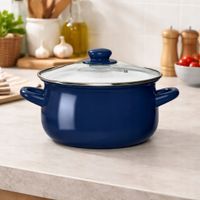 Garnek emaliowany indukcja gaz pokrywka szklana Altom Design granatowy 1,9l
