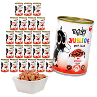 TUF TUF JUNIOR Pełnoporcjowa karma dla szczeniąt z wołowiną w sosie 24x415g