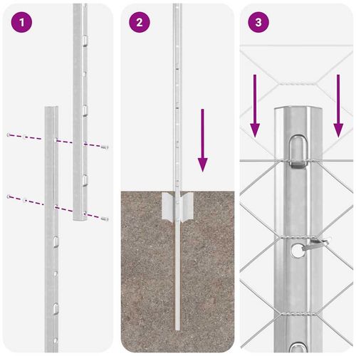 Ogrodzenie z słupkami Srebrny 1 x 100 m Stal na Arena.pl