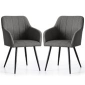 2x Krzesło tapicerowane tkanina lumos do salonu LUXANO Ciemny Grafit Czarne