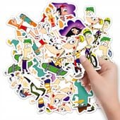 NAKLEJKI ETYKIETY NA ZESZYT NALEPKA Z POSTACIAMI FINEASZ WZORY 10SZT