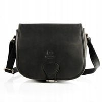 Torebka Damska PAOLO PERUZZI Skórzana Listonoszka Czarna Vintage Na Ramię