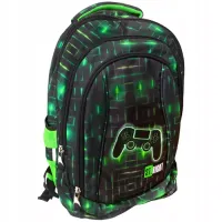 Plecak szkolny wielokomorowy St. Majewski czarny, zielony 26 l