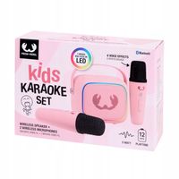 KARAOKE LED BLUETOOTH BEZPRZEWODOWY 2 MIKROFONY + GŁOŚNIK DLA DZIECI różowy
