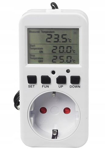 Regulator Temperatury Pokojowy Termostat Elektroniczny 230V Gniazdo 16A na Arena.pl