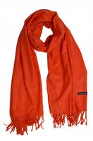 Cashmere - ciepły modny szalik frędzle srebrne dżety pomarańcz 02