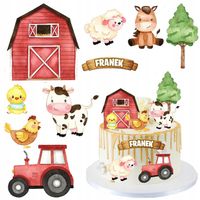 WYDRUK CUKROWY OPŁATEK NA TORT FARMA ZWIERZĘTA + TEKST