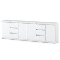 Komoda Biała Mat Meblościanka Do Salonu Sypialni 4 Szuflady Szafka 240cm