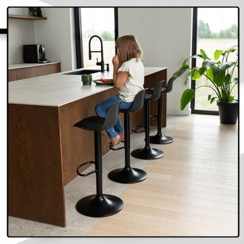 Hoker barowy plastikowy czarny obrotowy regulowany ekoskóra do wyspy na Arena.pl