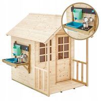 TP TOYS DREWNIANY DOMEK OGRODOWY DLA DZIECI DOM Z KUCHNIĄ I WERANDĄ OGRÓD