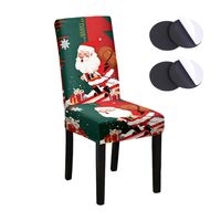 Elastyczny Świąteczny Pokrowiec na Krzesło Mikołaj Wzory 45x65 cm Poliester