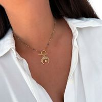 Naszyjnik z księżycem ze stali chirurgicznej koraliki opalizujące prezent