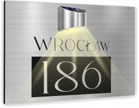 Tabliczka adresowa dibond srebrny numer posesji 40x30 lampka LED