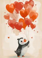 Plakat 13x18cm Pingwinek z Balonami