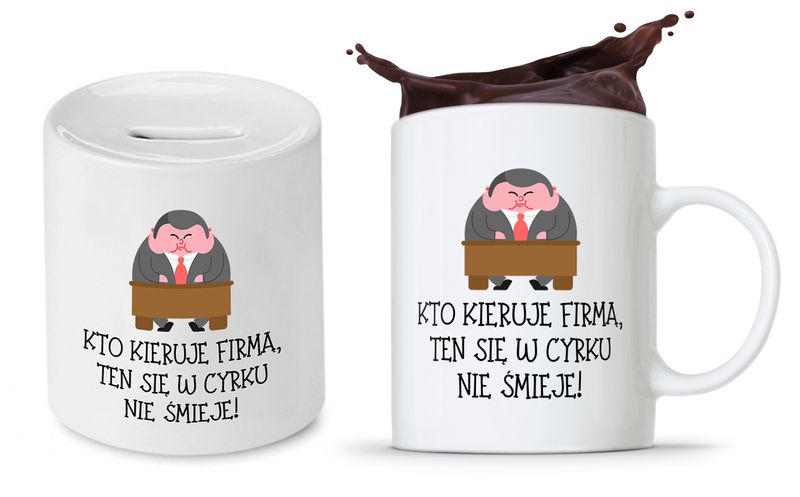Dla Kierownika Zestaw Kubek + Skarbonka Prezent Z Nadrukiem Ze Zdjęciem zdjęcie 1
