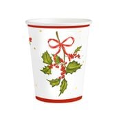 Kubeczki papierowe świąteczne bożonarodzeniowe Gałązka, 10 szt.