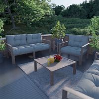 Zestaw 2 Poduszek Ogrodowych Pikowanych na Krzesło Szary 70x70 + 70x40