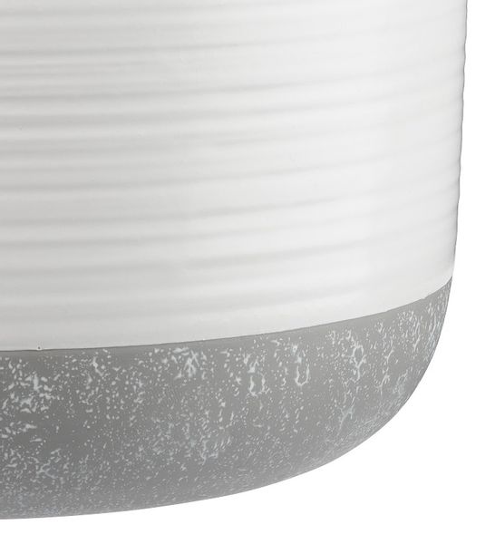 Osłonka doniczka ceramiczna niska 17x9 cm PEONY biały szary jasny wzór tłoczony zawieszka Nature zdjęcie 3