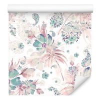 Tapeta do sypialni kwiaty rośliny liście pastelowe