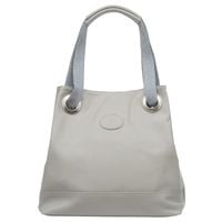 VERA PELLE torebka skórzana shopper z parcianymi rączkami V528 j.szara
