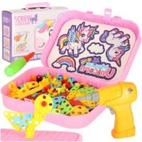 Klocki Konstrukcyjne z Wkrętarką Układanka w Walizce Kreatywna Mozaika