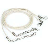 BAZA do naszyjnika sznurek woskowany z karabińczykiem 45cm beż 2szt.