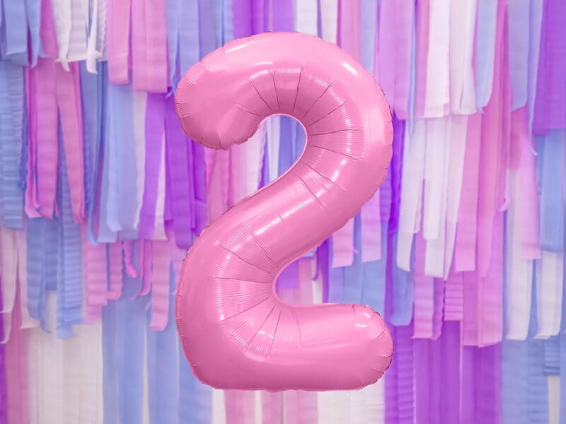 Balon foliowy cyfra 2 różowy 86cm zdjęcie 2