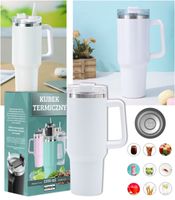 Kubek Termiczny Ze Słomką Termos Na Kawę Herbatę 1200 ML Biały XXL