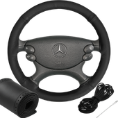 POKROWIEC NA KIEROWNICĘ OBSZYCIE Z 4 KAWAŁKÓW SKÓRA NATURALNA 35-37 CM